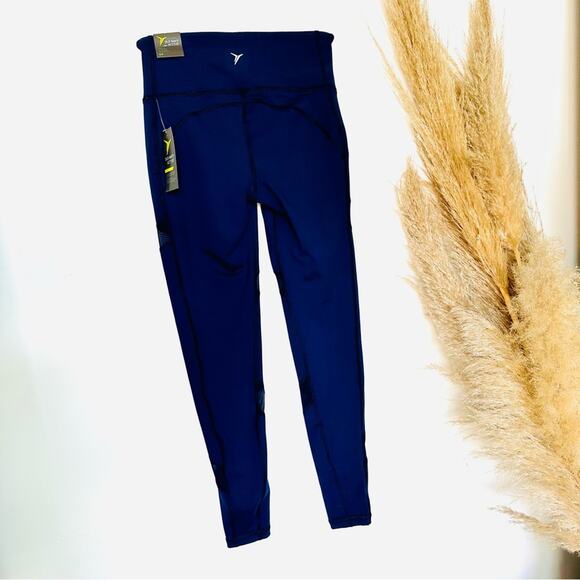 2 NEW OLD NAVY ACTIVE Black Navy Blue Go Dry Mesh Cutout High Rise Leggings S - Picture 6 of 15